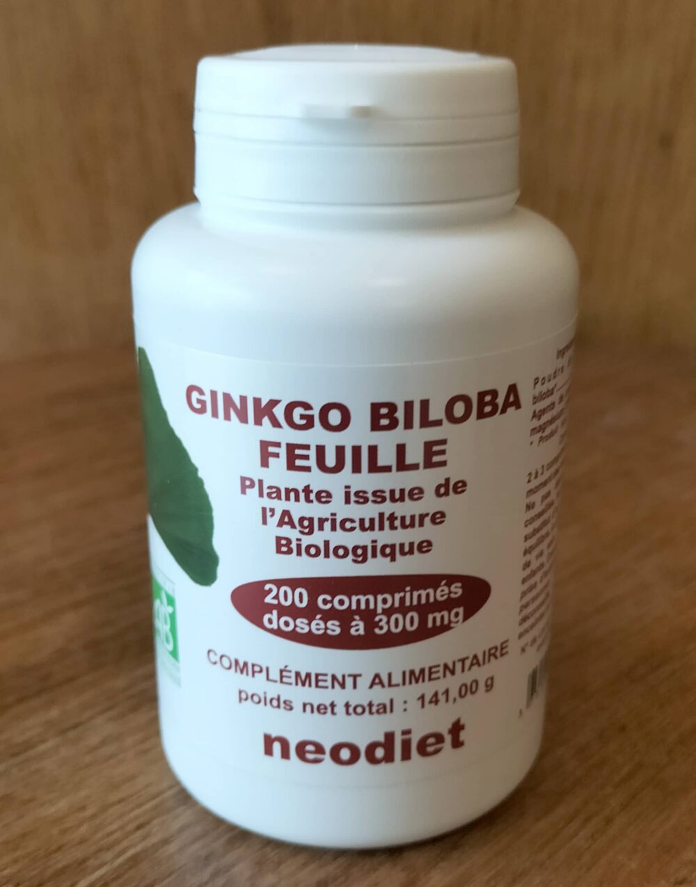 Ginkgo biloba feuille - 200 comprimés - Neodiet - Mémoire