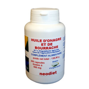 Huile de bourrache et onagre - 200 capsules - Néodiet - Hormones féminines - Les compléments alimentaires - Peau