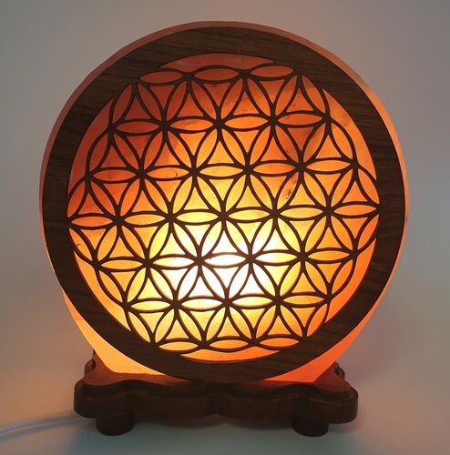 Lampe de sel de l'Himalaya Fleur de vie - Esoterra - Lampes de sel