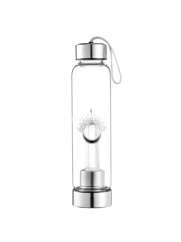 Bouteille en verre et Cristal de roche - 50cl - Omsae - Théières et bouteilles