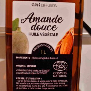 Huile végétale d'amande douce - 1 litre - GPH diffusion - Corps