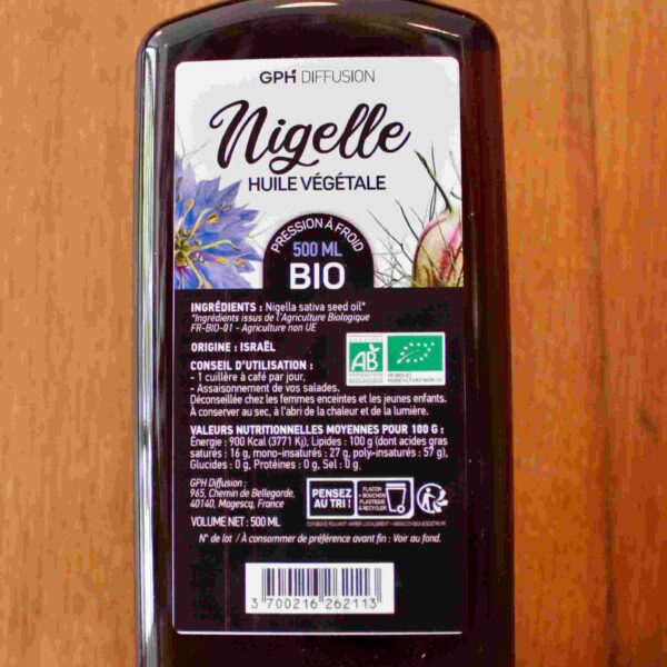 Huile végétale de Nigelle - 500 ml - GPH diffusion