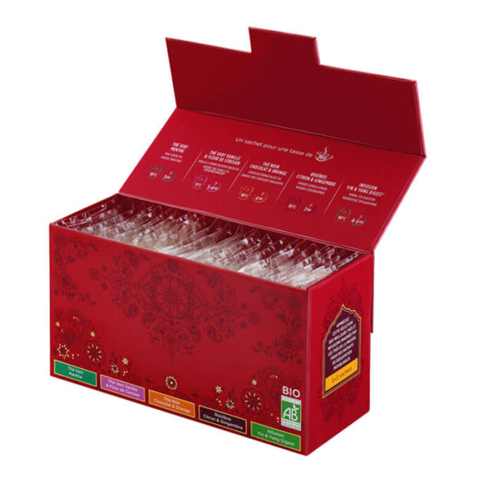 Coffret 5 thés et infusions bio - Inde et Merveilles - 25 sachets - Thés de la pagode