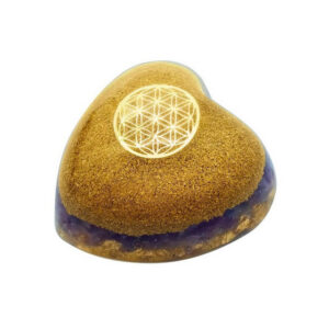 Orgonite cœur Améthyste fleur de vie - Omsae - Objets bien-être - Pierres et bijoux