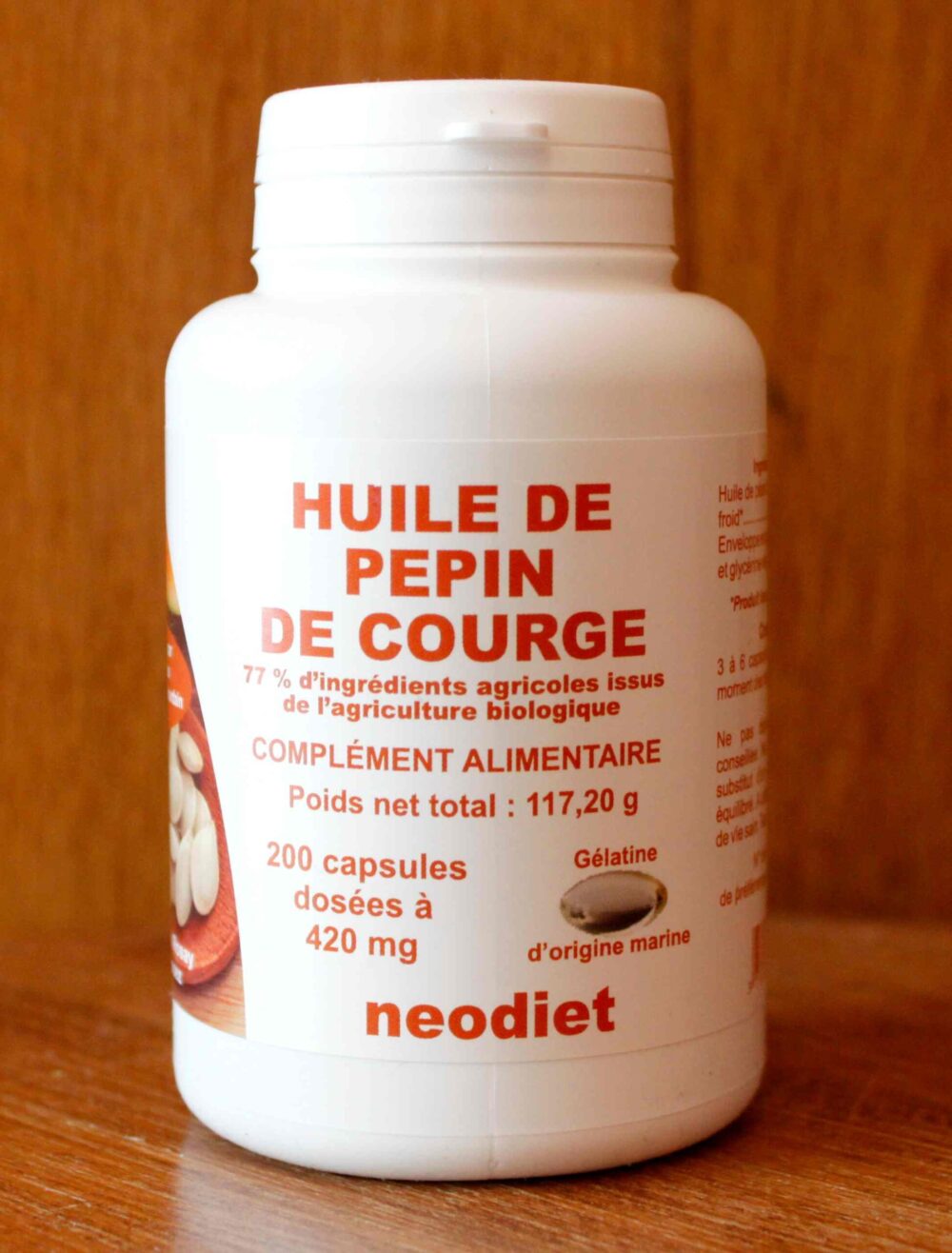 Pépins de courge - 200 capsules - Néodiet - Hormones masculines - Prostate - Vessie