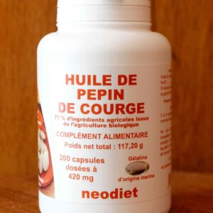 Pépins de courge - 200 capsules - Néodiet - Hormones masculines - Prostate - Vessie