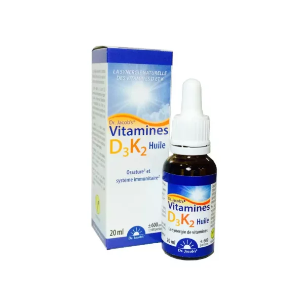 Vitamine D3 K2 - 800UI - 20 ml - Dr Jacobs - Les vitamines - Os et cartilages - Articulations