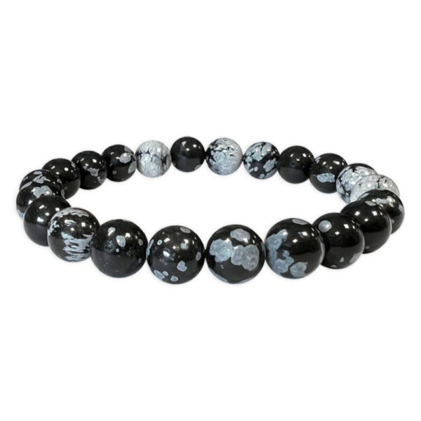 Bracelet Obsidienne flocon de neige - 8 mm - Pro'Herbes