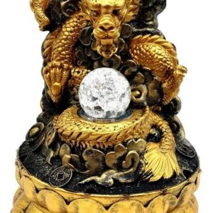 Fontaine à eau dragon doré- Résine - Esoterix - Objets bien-être