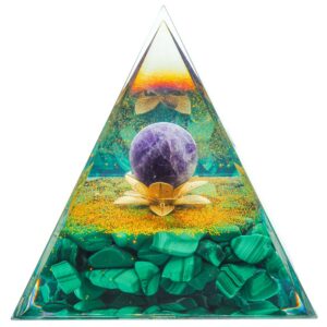 Pyramide Orgonite Améthyste et Malachite