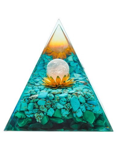 Pyramide Orgonite Magnésite et quartz rose
