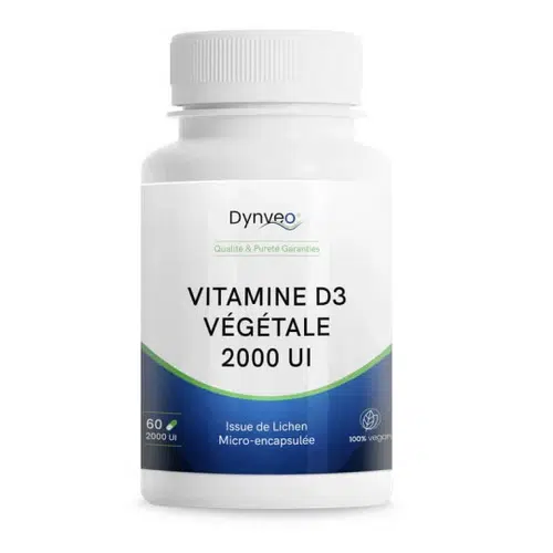 Vitamine D3 végétale – 2000 UI – Gélules Commencez votre cure de Vitamine D3 végétale Dynveo dès le mois d’octobre pour renforcer vos défenses avant l’arrivée du froid.